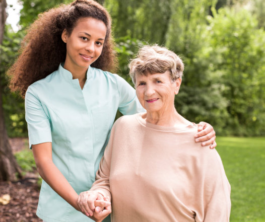 grandma with her caretaker